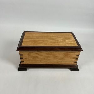 Collectible Large Wooden Trinket Keepsake 2 Tone Wood Inlay Hand Made 7" X 13"